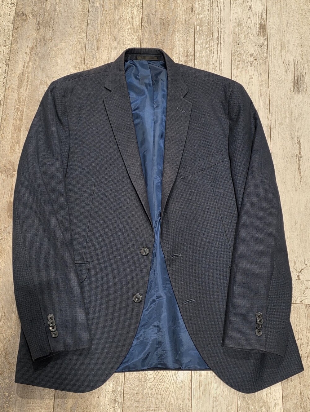 44R Men's Kenneth Cole Reaction Blazer Dark Blue Micro Pattern Sport Coat